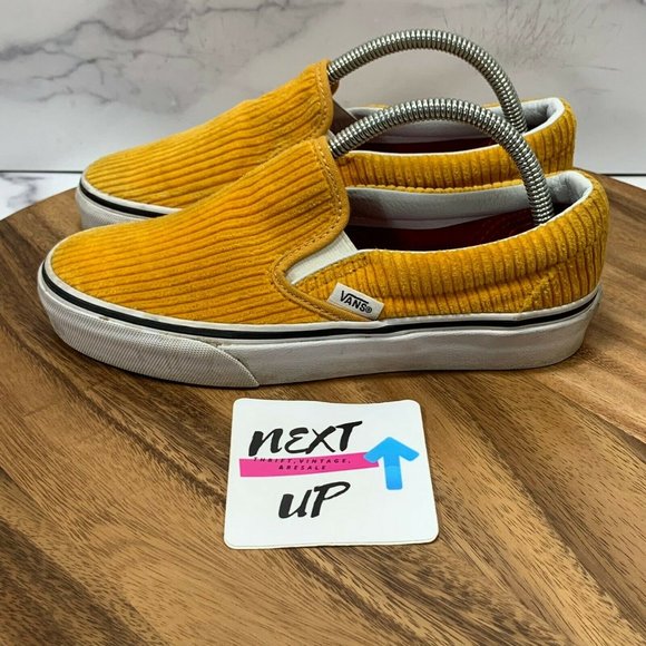 VANS Shoes - Vans Womens Classic Slip On Yellow Corduroy Cushioned Sneaker Shoes Size US 6